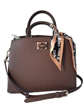 DKNY Paige Medium Satchel Crossbody Bag w/Scarf -Handles, Strap -Brown MSRP $228